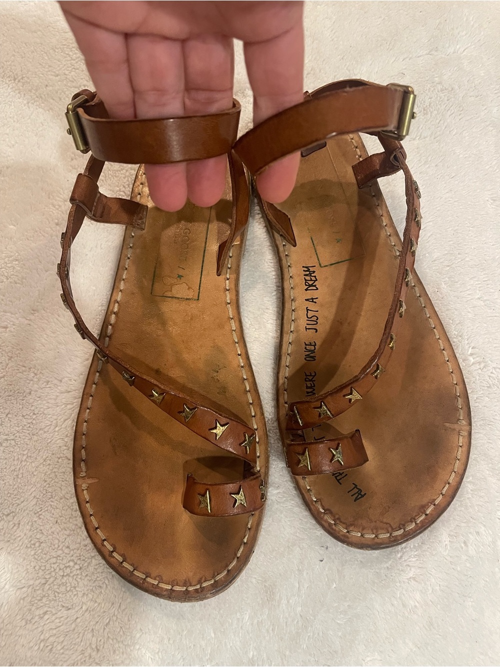 Golden Goose ‘janis’ Women’s Brown Leather Star-Stud Sandals